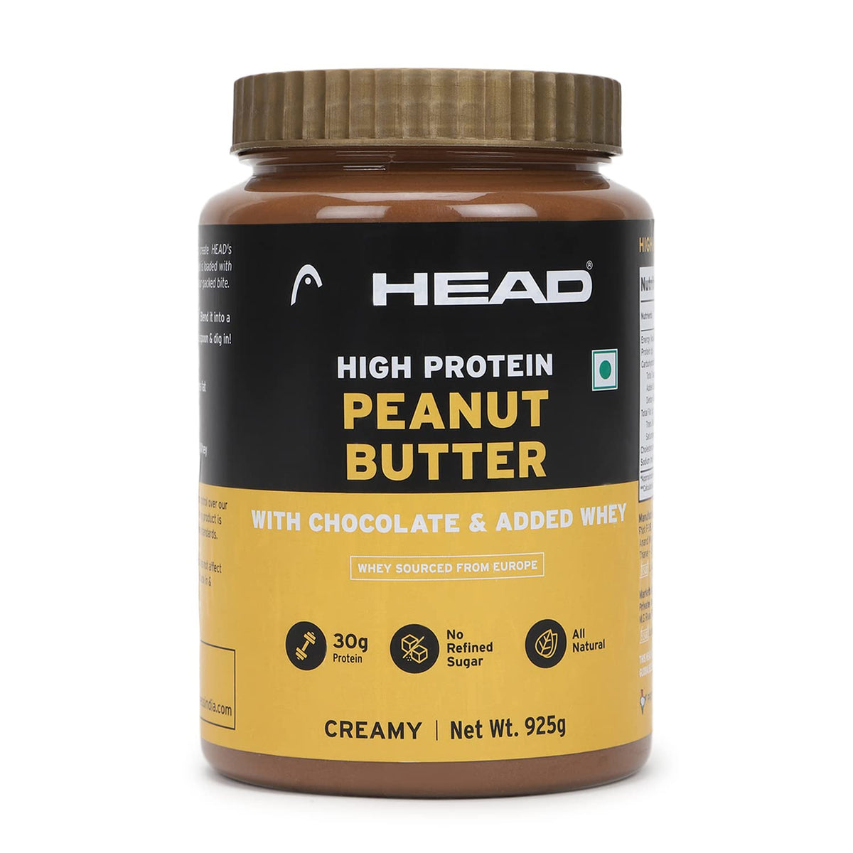 Head High Protein Peanut Butter (925g, Chocolate, Creamy) | 100% Pure Nuts | Added Whey | Protein Rich Nutritious Snack