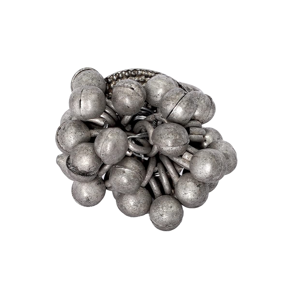 TEEJH Selvi Ghungroo Silver Oxidised Ring For Women