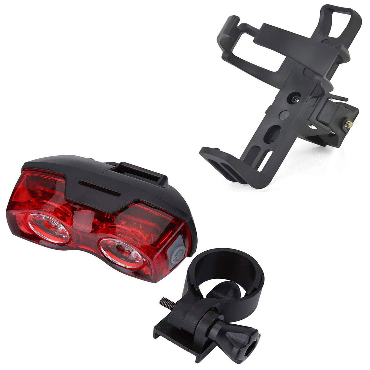 Strauss Bicycle Bottle Holder (Black) and LED Bicycle Rear Tail Light