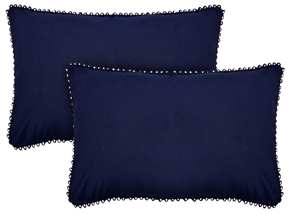 Kuber Industries Plain Design 2 Piece Cotton Pillow Cover Set - 18"x27", Blue