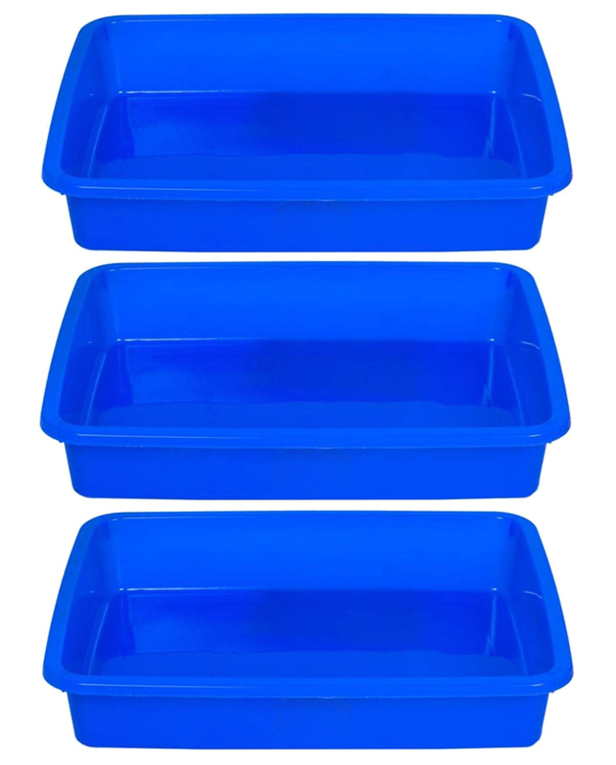 Kuber Industries Plastic 3 Pieces Small Size Stationary Office Tray, File Tray, Document Tray, Paper Tray A4 Documents/Papers/Letters/folders Holder Desk Organizer (Blue) CTKTC134792
