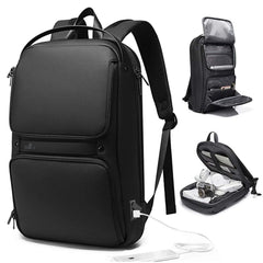 THE CLOWNFISH Water Resistant Anti-Theft Unisex Travel Laptop Backpack with USB Charging Port (Black)