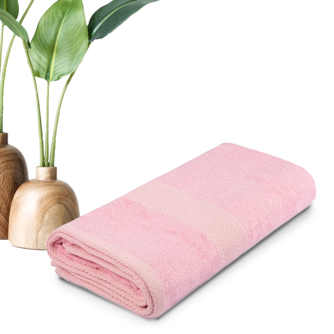 BePlush Bamboo Towels for Bath Large Size | Ultra Soft, Highly Absorbent, Quick Dry, Anti Bacterial Bamboo Bath Towel for Men & Women || 450 GSM, 27 x 55 Inches (1, Pink)