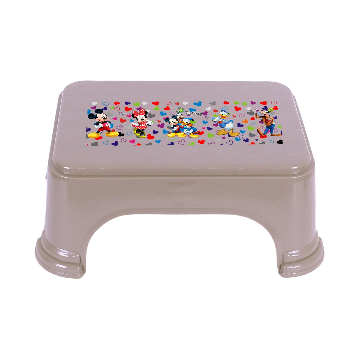 Kuber Industries Disney Team Stool | Bathroom Square Stool | Plastic Stool For Bathroom | Stool for Kitchen | Bathroom Patla | Support Stool for Bathroom | P6 | Brown