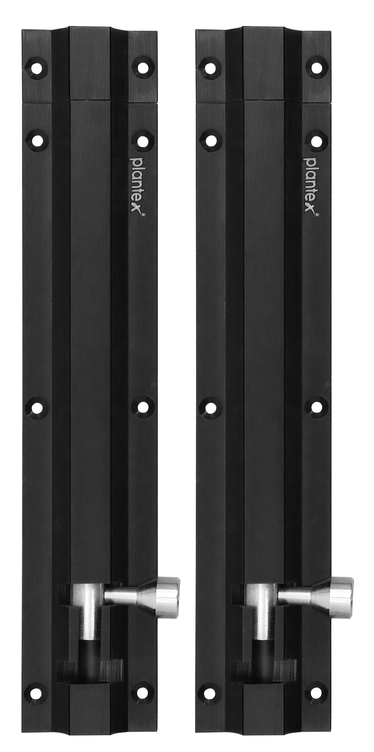 Plantex 8-inches Long Latch Lock for Door and Windows - Black (Pack of 2)