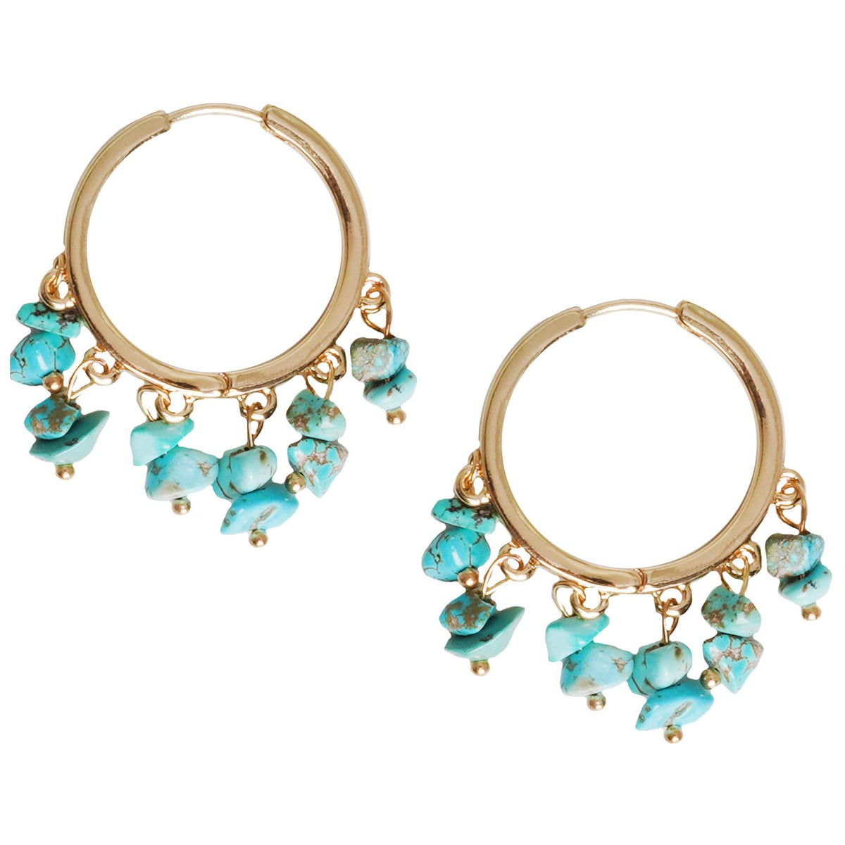 Joker & Witch Summer Blue Stones Gold Hoops for Women