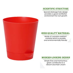 Kuber Industries Plastic Titan Pot|Garden Container for Plants & Flowers|Self-Watering Pot with Drainage Holes,6 Inch,Pack of 2 (Red)