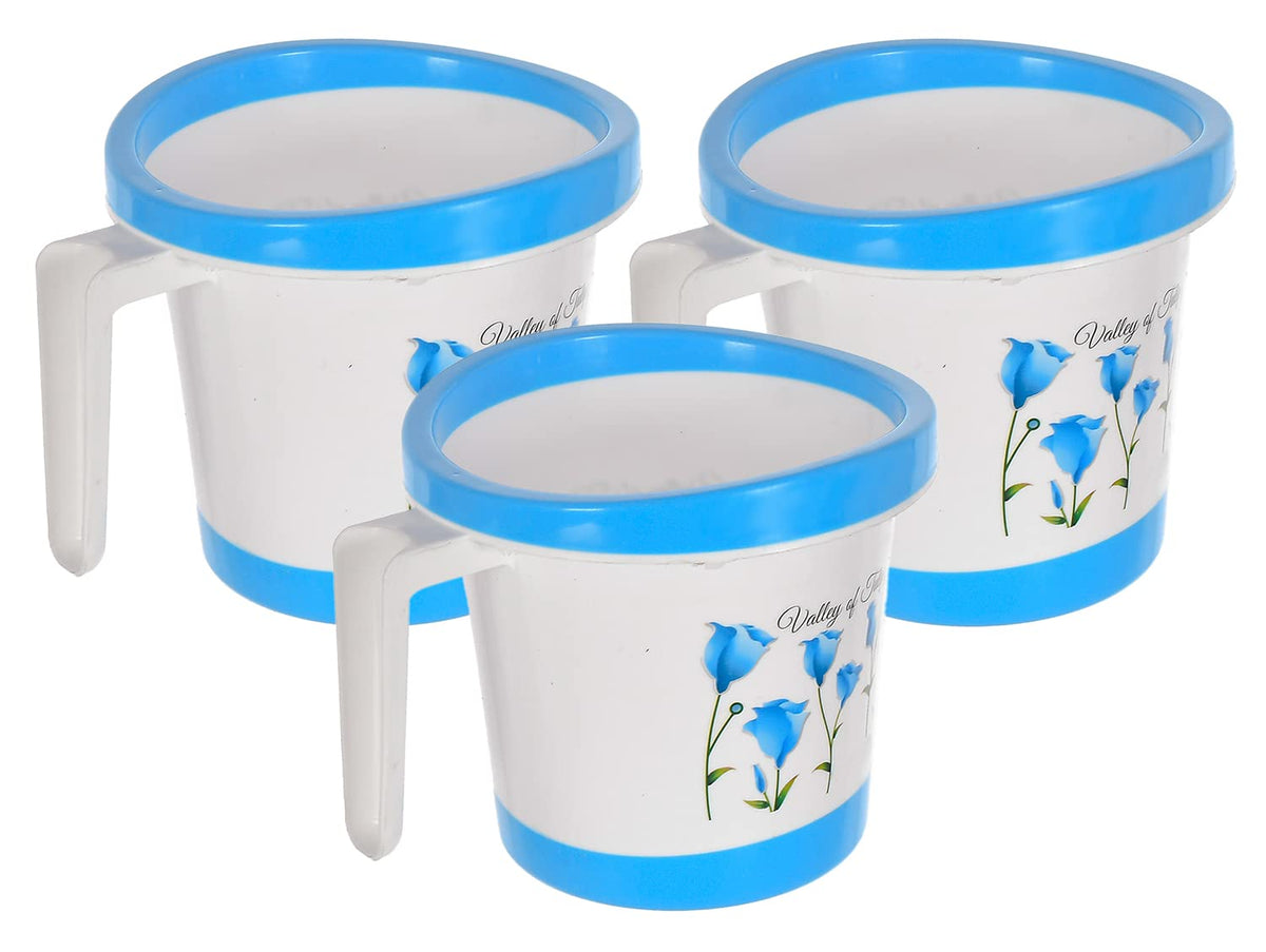 Kuber Industries Multiuses Lightweight, Unbreakable Plastic Bathroom Mug 1 Litre Pack of 3 (Blue)-46KM0172