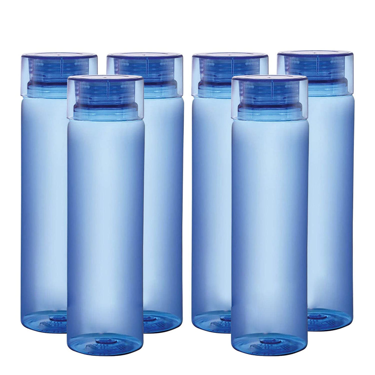 Urbane Home BPA Free Plastic Water Bottles | Breakproof, Leakproof, Food Grade PET Bottles | Water Bottle for Kids & Adults | Plastic Bottle Set of 6 |Blue