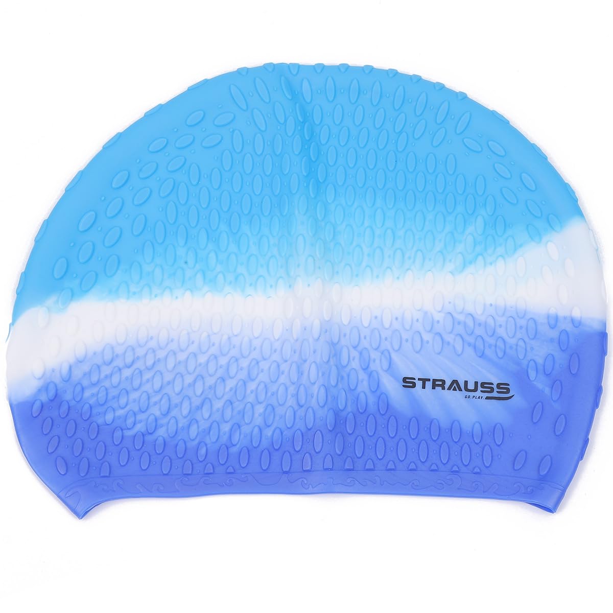 Strauss Latest Designed Swimming Cap |Keeps Hair Clean with Ear Protector|Suitable for Long and Short Hair|Swimming Head Cap with Breathable Fabric|Waterproof Swim Cap for Adult, Woman and Men,(Blue)