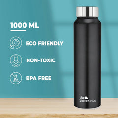 The Better Home Stainless Steel Water Bottle 1 Litre | Leak Proof, Durable & Rust Proof | Non-Toxic & BPA Free Steel Bottles 1+ Litre | Eco Friendly Stainless Steel Water Bottle (Pack of 10)