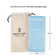 BePlush Zero Twist Bamboo Towels for Bath | Ultra Soft, Highly Absorbent, Quick Dry, Anti Bacterial Bamboo Bath Towel for Men & Women || 450 GSM, 29 x 59 Inches (2, Sky Blue)