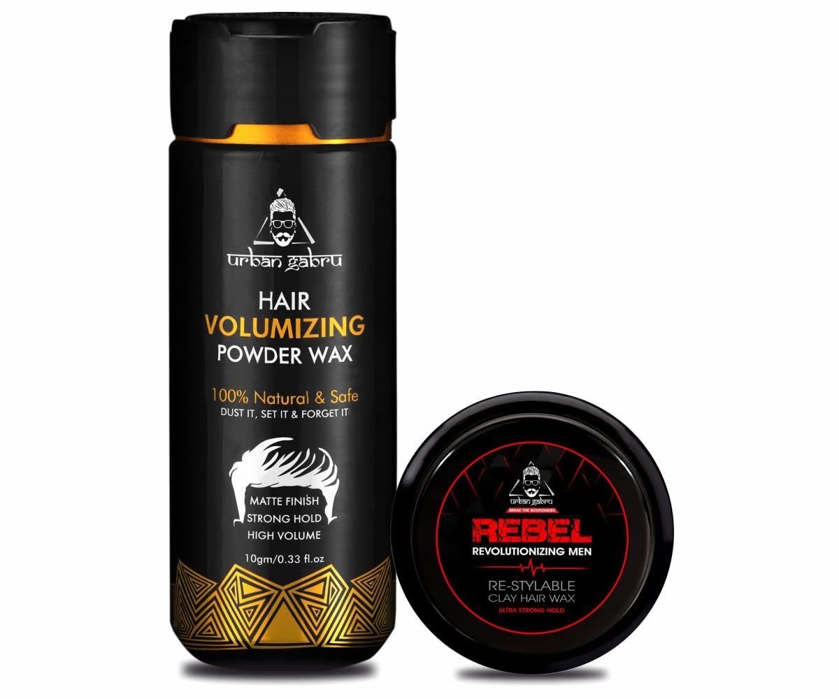 Urbangabru Hair Volumizing Powder Wax (10 GM) & Rebel Hair Wax (85 Gram)- Hair Styling Combo Kit