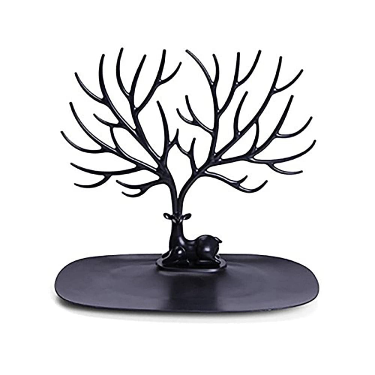 Kuber Industries Deer Tree Stand|Plastic Key Holder|Creative Sika Deer Tree Organizer for Sunglasses|Keys|Wallet (Black)