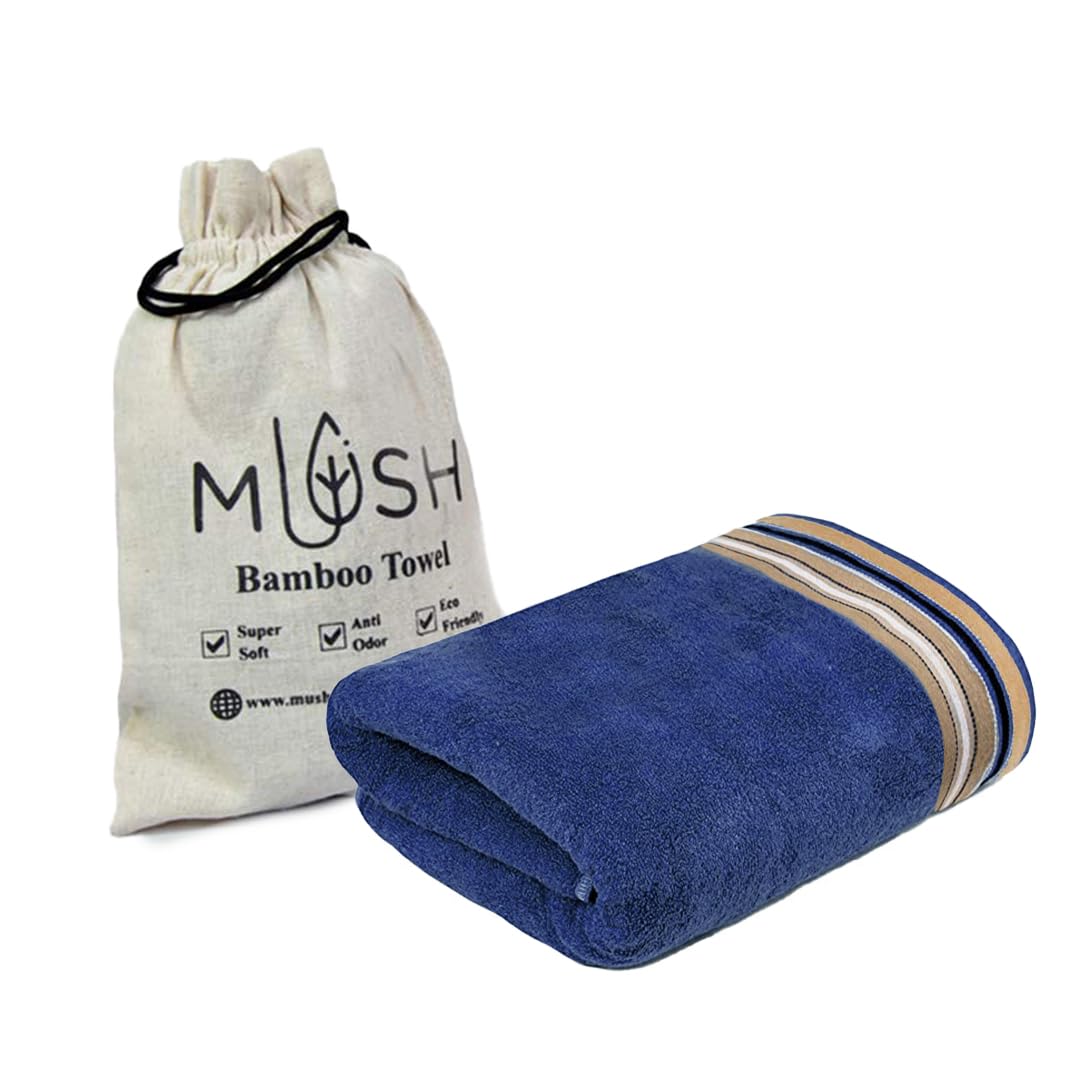 Mush Designer Bamboo Towel |Ultra Soft, Absorbent & Quick Dry Towel For Bath, Beach, Pool, Travel, Spa And Yoga (Bath Towel, Charcoal Blue), 250 TC