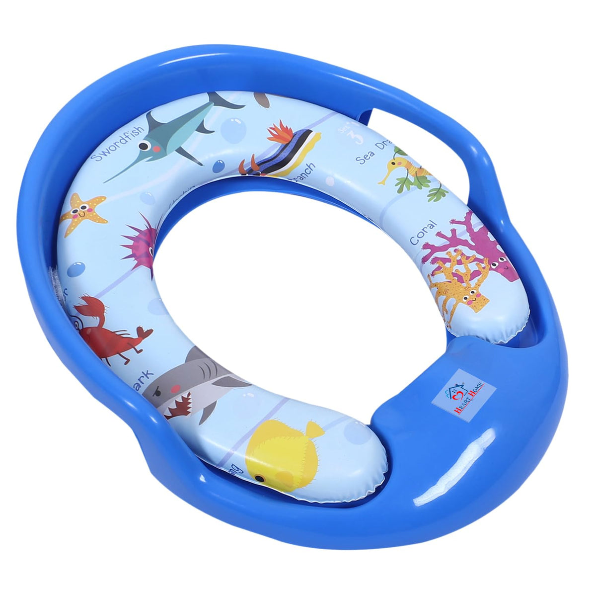 Heart Home Kids Potty Seat | Plastic Cushioned Potty Seat | Kids Toilet Seat with Handle | Potty Training Seat for Kids | Cushioned Toilet Stand for Kids | Blue