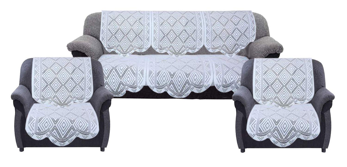 Kuber Industries 6 Piece Cotton Sofa Cover Set - White