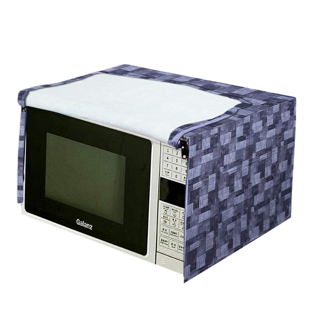 Kuber Industries 3D Checkered Design PVC Microwave Oven Full Closure Cover for 20 Litre (Grey)-KUBMART09961