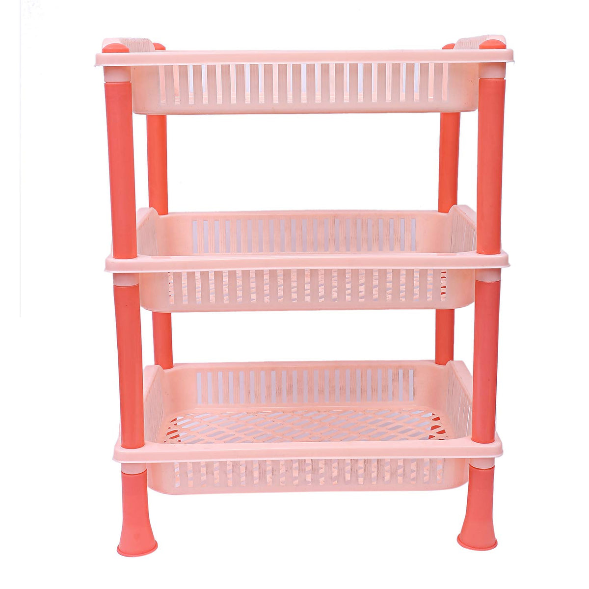 Kuber Industries Plastic 3 Layer Multi-Purpose Kitchen Storage Basket Rack (Beige)-Ctktc13252