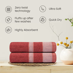 BePlush Zero Twist Bamboo Hand Towels Set of 2 Rust : Ultra Soft, Highly Absorbent, Quick Dry, Anti Bacterial Napkins for Hand Towel || 450 GSM, 40 X 60 cms