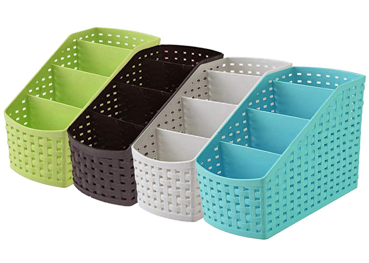 Kuber Industries Compact 4 Piece Plastic Storage Basket (CTKTC5272), Multi, Standard