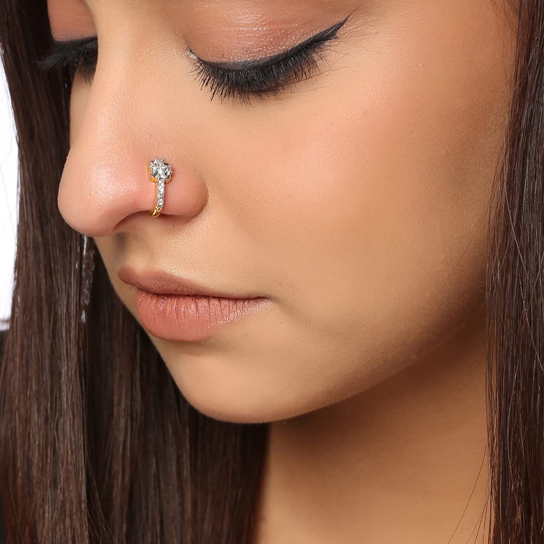 Floral Silver Nath/Nose Ring By Moha- Pierced Left