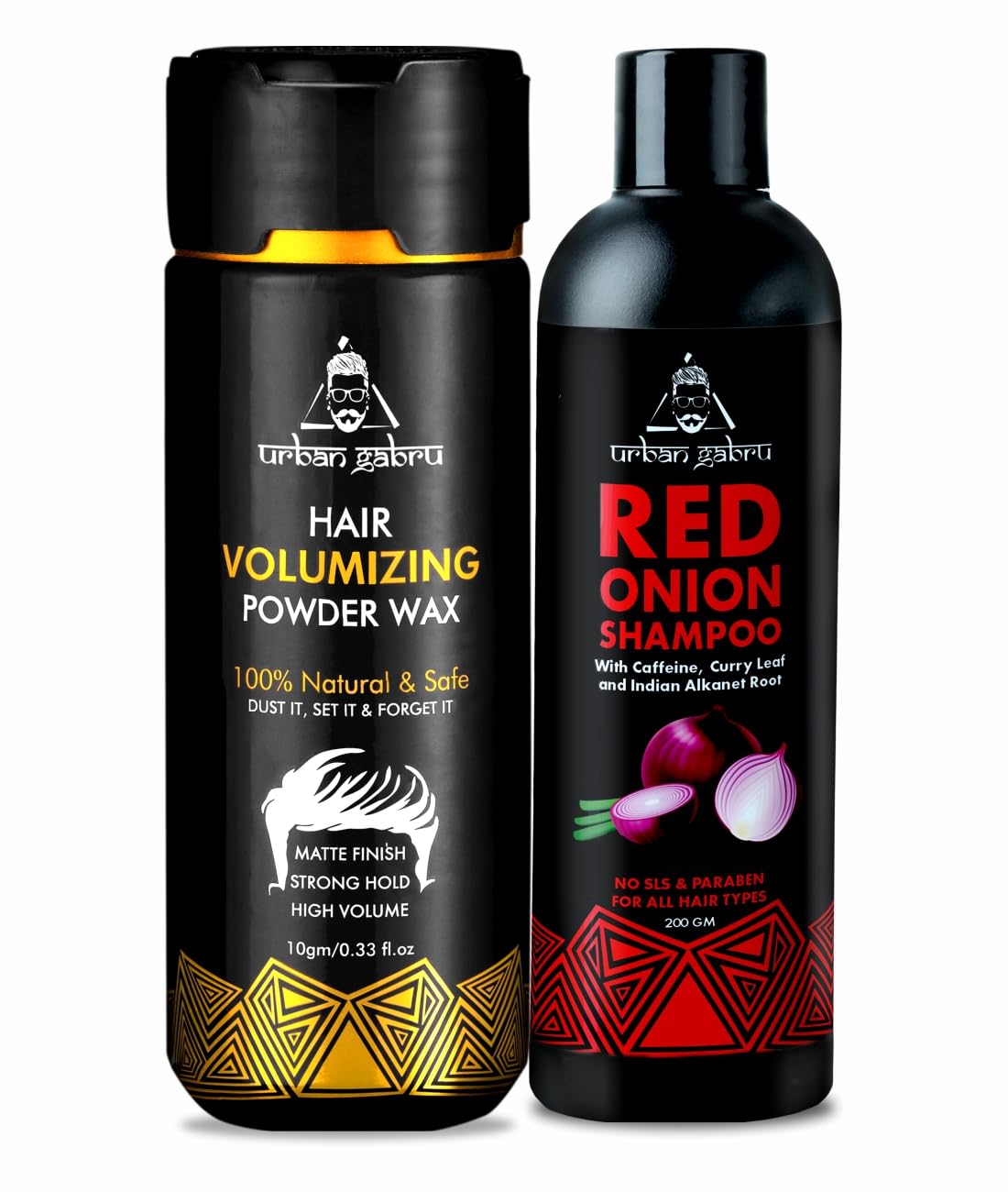 Urbangabru Hair Volumizing Powder 10 GM & Red Onion Shampoo 200 GM - Men's Grooming Combo Kit