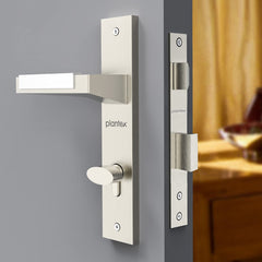 Plantex Brass Heavy Duty Mortise/Main Door Lock Set With 3 Keys/ For Home/Office/Hotel (8001- Chrome & Matt)