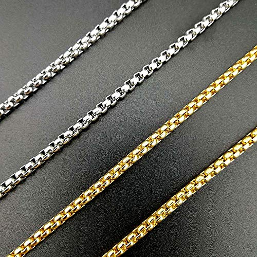 Yellow Chimes Stainless Steel Gold Silver Box Chain Necklace Combo for Men and Boys