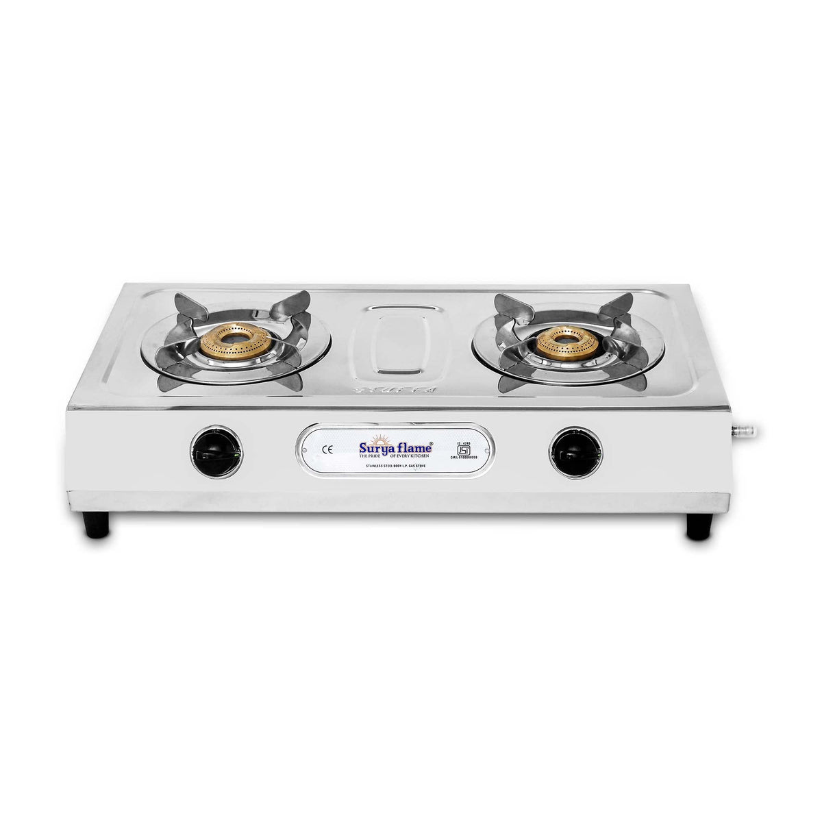 Surya Flame Volta Gas Stove 2 Burners | India's First Isi Certified Stainless Steel Body Manual PNG Stove | Direct use for Pipeline Gas - 2 Years Complete Doorstep Warranty