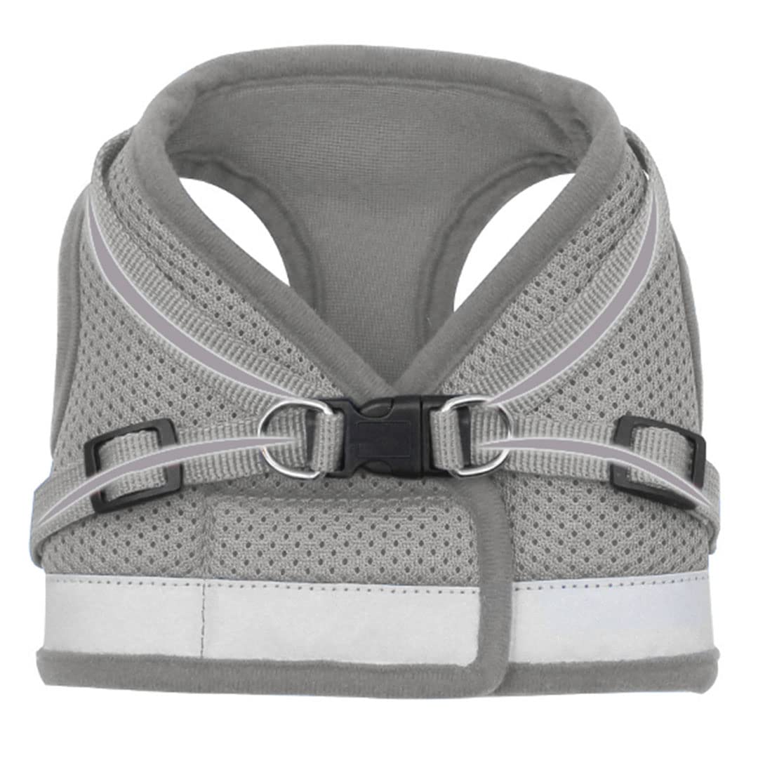 Kuber Industries Dog Harness With Adjustable Leash|Breathable Polyester Mesh Fabric |Medium Size|HT-844|Comfortable No-Pull Grip|Quick Release Buckles|Grey