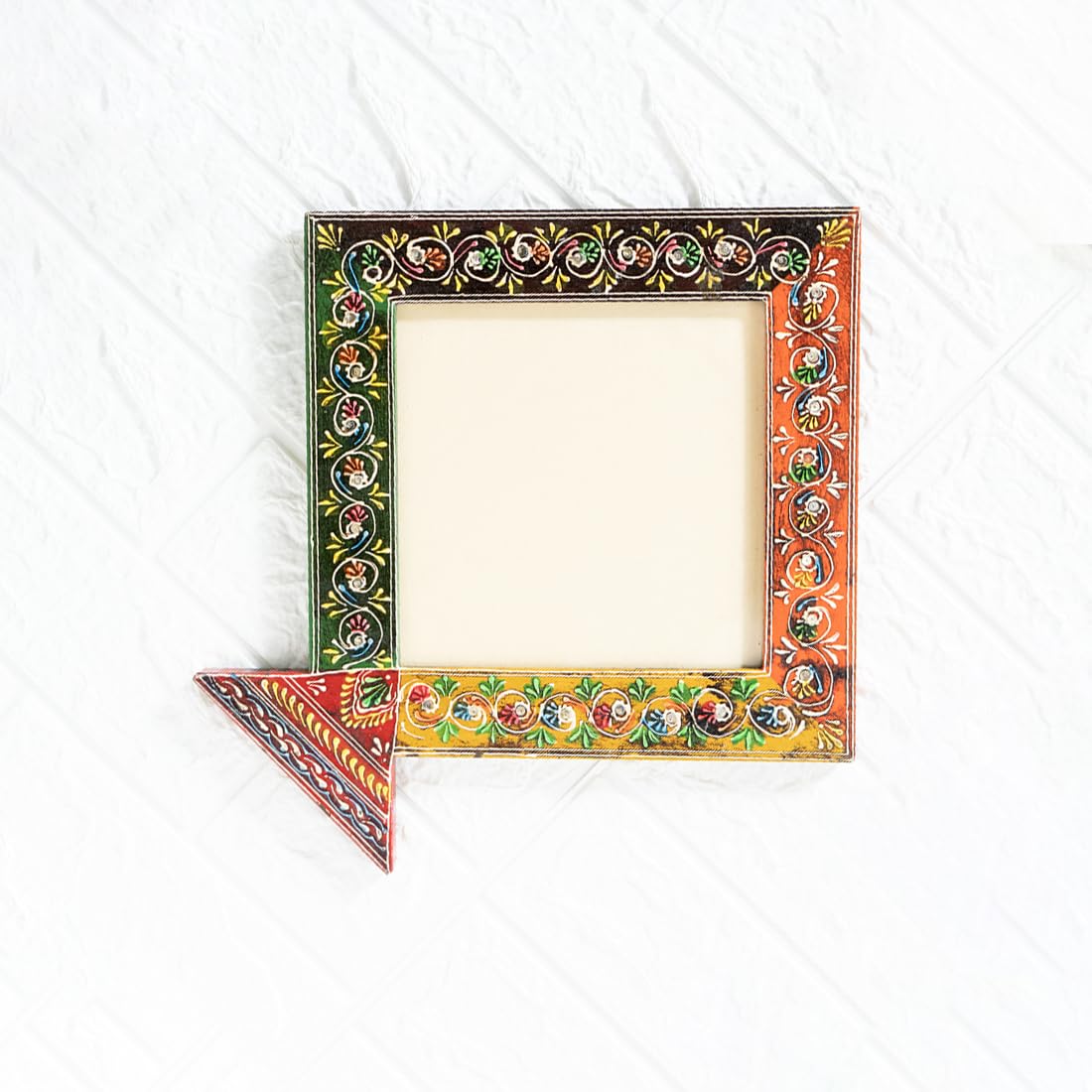 EKHASA Handpainted Wooden Photo Frame for Wall Decoration | Aesthetic Photo Frames for Wall Decor | Perfect Wall Mount Photo Frame for Birthday Gift (Photo size - 6 * 6 inch)