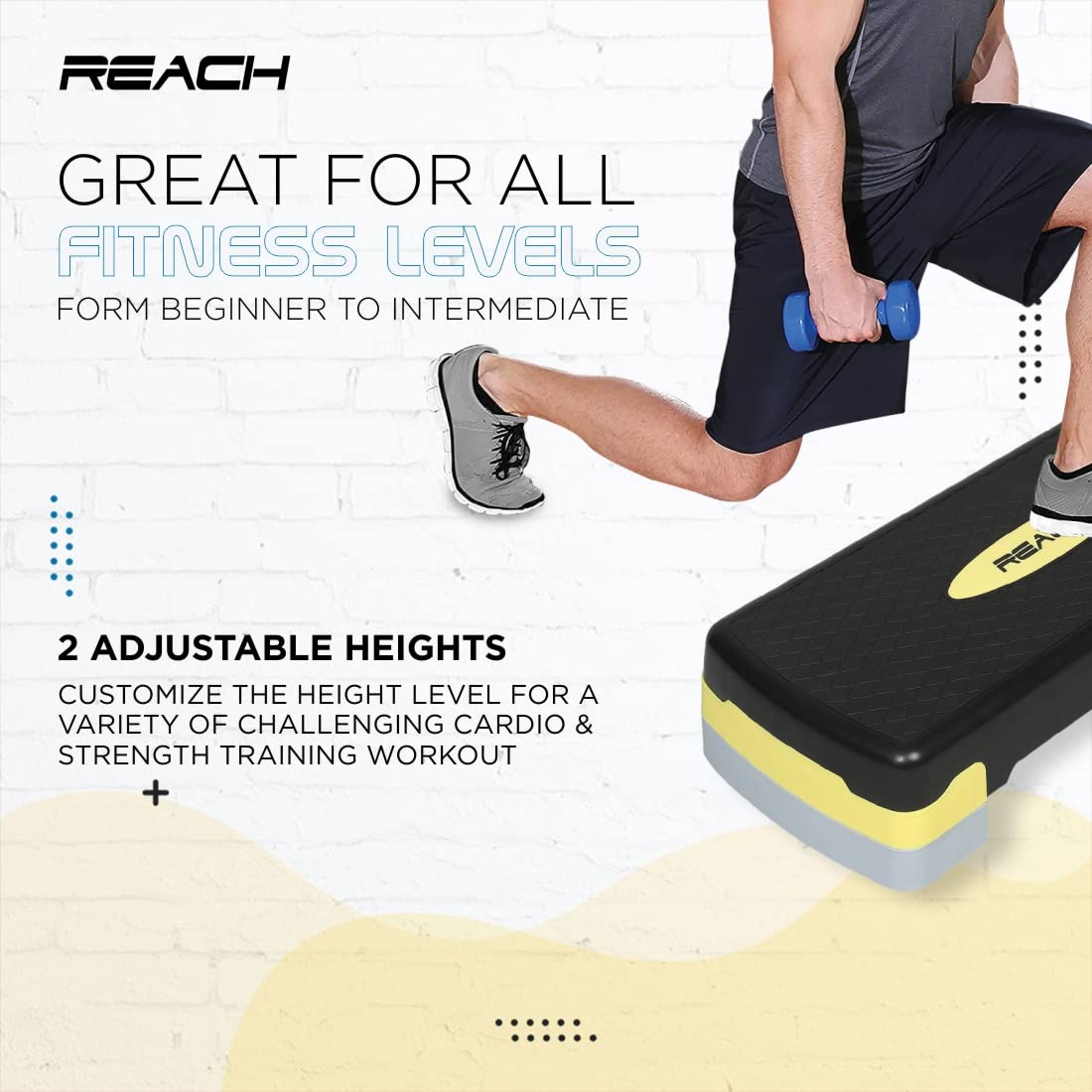 Reach Polypropylene Adjustable Home Gym Fitness Stepper for