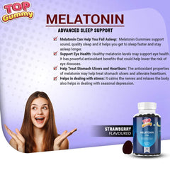Top Gummy Melatonin 10mg | Advanced Sleep Support, Stay Asleep Longer, Easy to Take, Dissolves in Mouth, Faster Absorption | Gluten, Soy & Dairy Free – 30 Gummies (Strawberry Flavour)