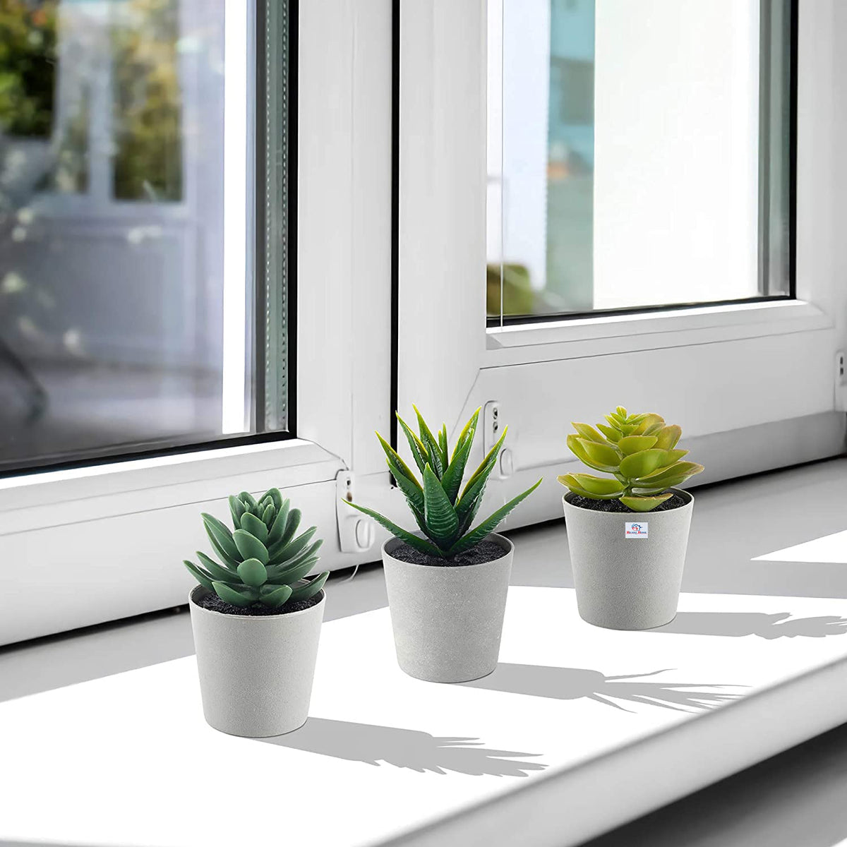 Heart Home Artificial Set of 3 Mini Artifical Plants with Plastic Pot (Green), Standard (HS39HEARTH023712)