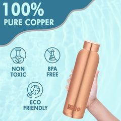 USHA SHRIRAM Pure Copper Bottle (1Pcs-950ml) & Insulated Stainless Steel Bottle (2Pcs-1L Each) | Hot & Cold Water Bottle for Kids & Adults | Lightweight, Leak-Proof & Rust-Free | Steel Tambe Ki Botal