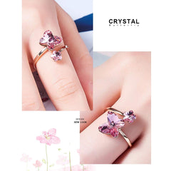 Yellow Chimes Rings for Women and Girls Pink Crystals from Swarovski Ring Adjustable Crystal Rings Rose Gold Plated Butterfly Finger Ring for Women | Birthday Gift For girls and women Anniversary Gift for Wife