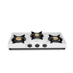 Surya Flame Olympus Gas Stove 3 Burner LPG Stove with Stainless Steel Pan Support Anti Skid Rubber Legs - 2 Years Complete Doorstep Warranty(Pack of 2)