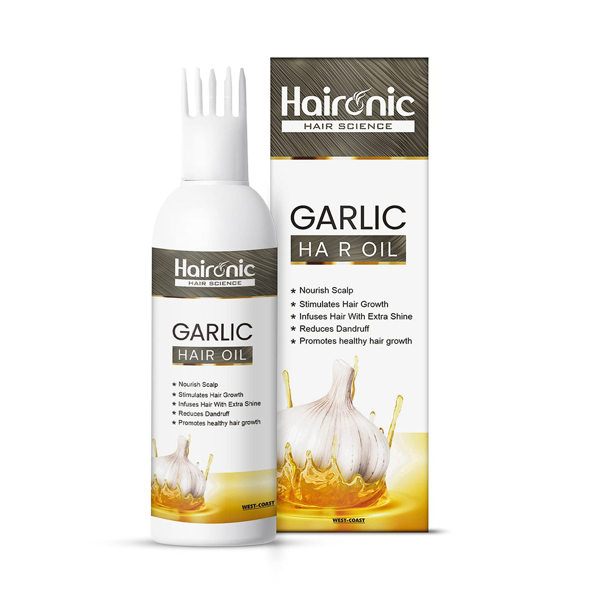 Haironic Hair Science Garlic Hair Oil for Control Dandruff, Control Hair Loss and 100% Pure & Natural – 100ml (Pack of 10)