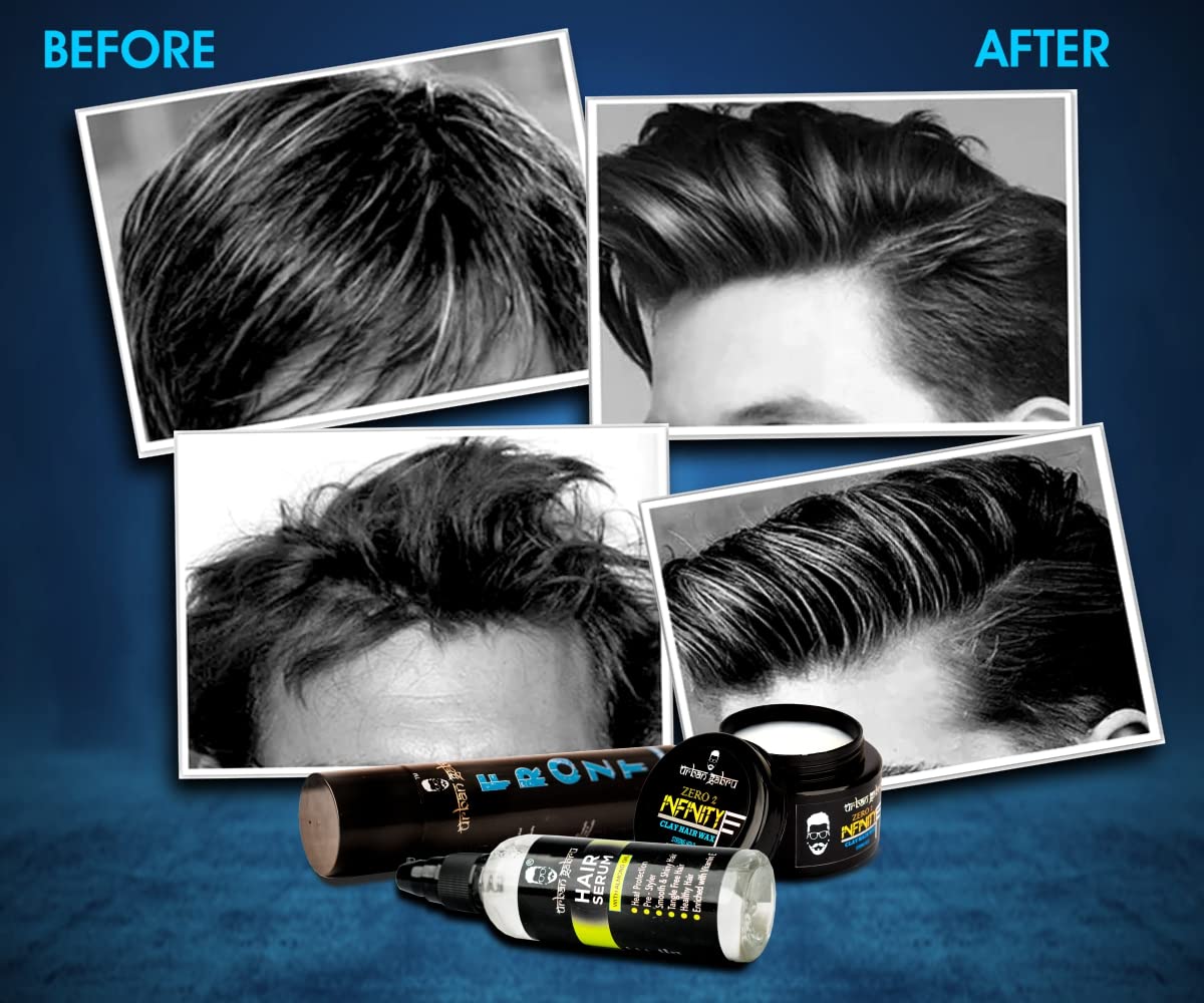 Urbangabru Combo Hair Styling Kit -Clay Hair Wax:Zero to Infinity (100 gm), Frozt Hair Spray Extreme Hold (250 ml) and Hair Serum Pre-Styler (100 ml) (Hair Wax + Hair Spray + Hair Serum)