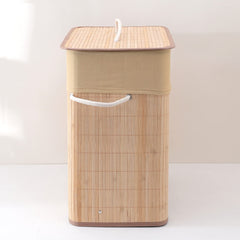SAVYA HOME Bamboo Laundry basket with lid | Laundry bags for clothes | Foldable & Durable with liner bag | Perfect cloth basket, toys organiser storage | Light Brown (1) (1) (Pack of 1) (1)