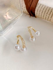 Yellow Chimes Earrings For Women Gold Tone Contemporary Stud Pearl Hanging Drop Earrings For Women and Girls