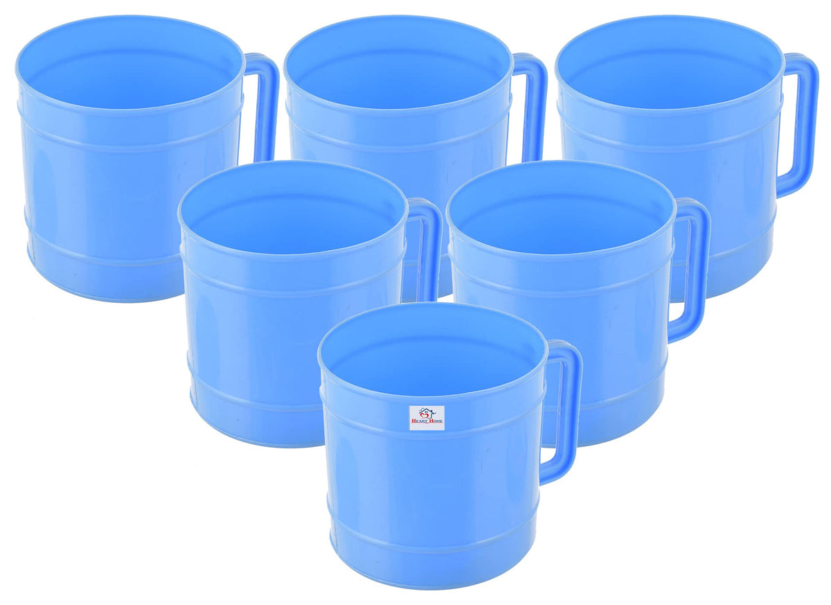 Heart Home Light Weight, Durable Plastic Bathing Mug for Bathroom Bath Accessory, 1 Ltr., Pack of 6 (Blue)