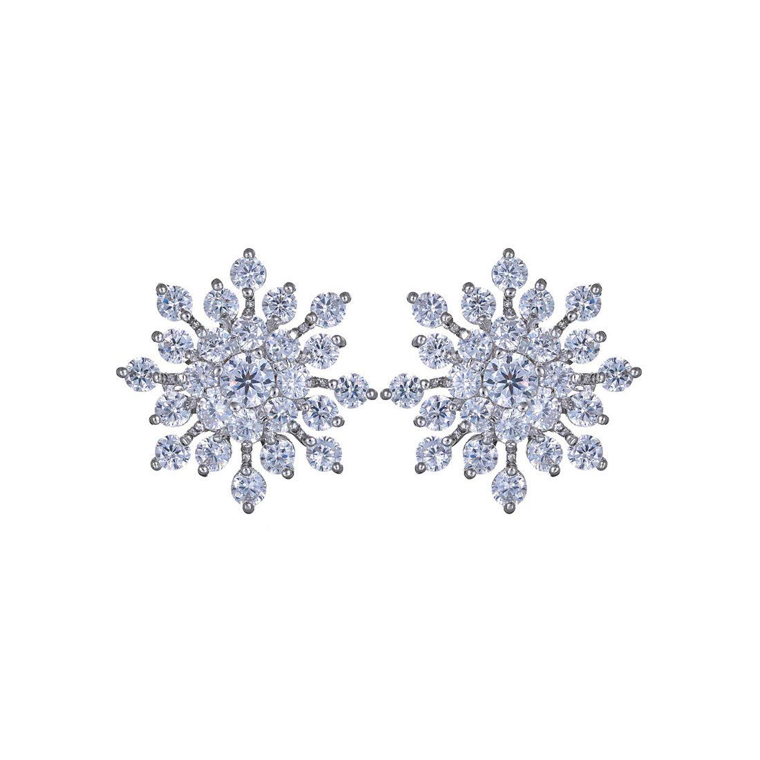 Yellow Chimes Elegant Sparkling Rhinestone Crystal Snowflake Stud Earring for Women and Girls
