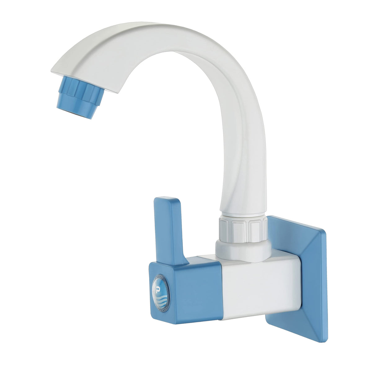 Plantex ABS Plastic ES-115 Single Lever Sink Cock 360 Degree Swivel Spout for Kitchen Faucet/Sink Cock with Plastic Flange (Blue & White)