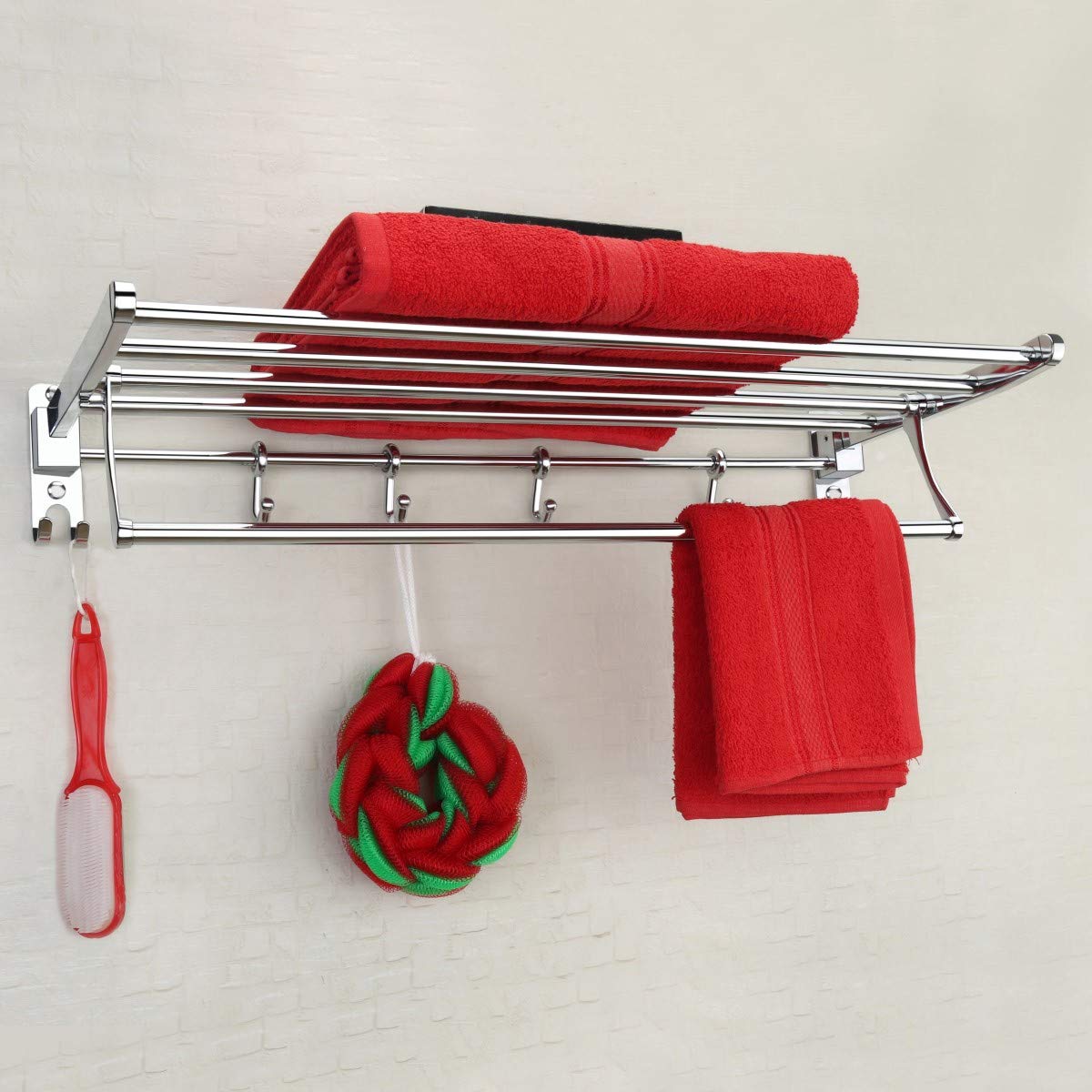 Plantex Eco Stainless Steel Folding Towel Rack/Towel Stand/Hanger Bathroom Accessories/Chrome Finish (24 Inches-Chrome)