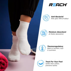 REACH Bamboo Ankle Socks for Men & Women | Breathable Mesh & Odour Free Socks | Sports & Gym Socks | Soft & Comfortable | Pack of 3 | Aqua Blue, Sea Green & Light Grey