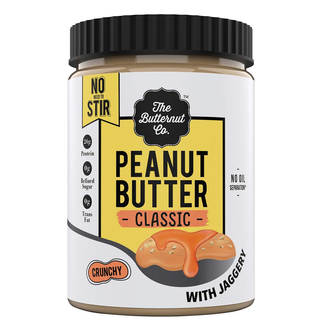 The Butternut Co. Peanut Butter Classic with Jaggery, Crunchy 1KG (No Oil Separation^, Vegan, High Protein, No Stir)