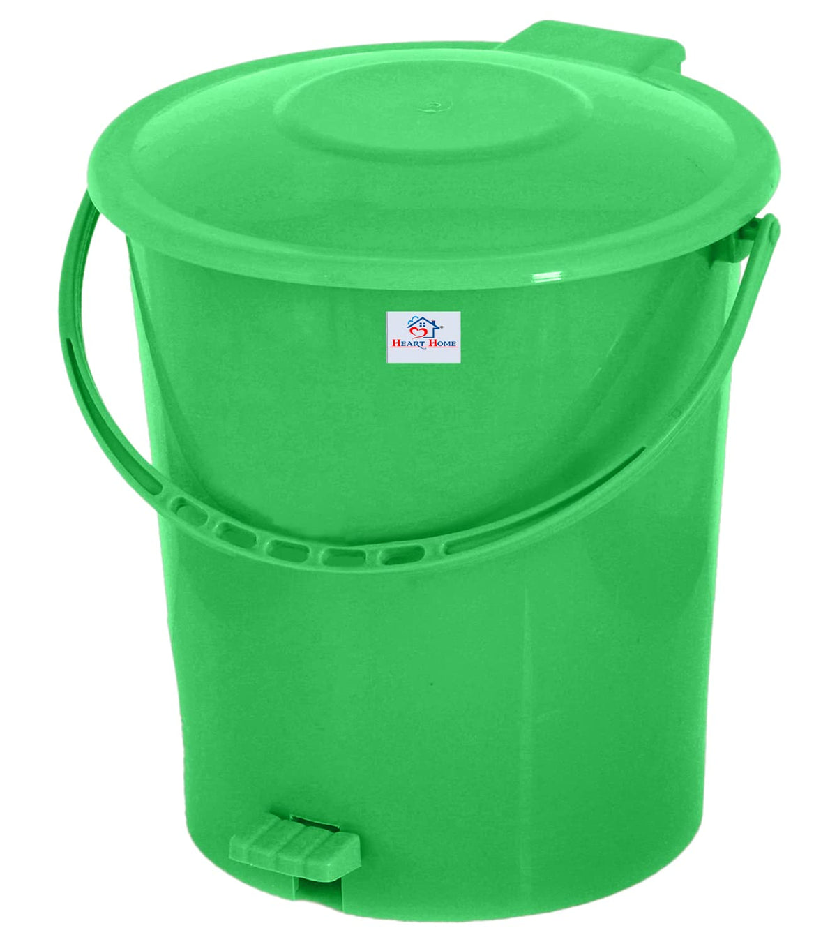 Heart Home Plastic Pedal Dustbin, Trashbin, Wastebin For Kitchen, Bathroom, Office Use With Handle, 10 Liter (Green)-47HH0912