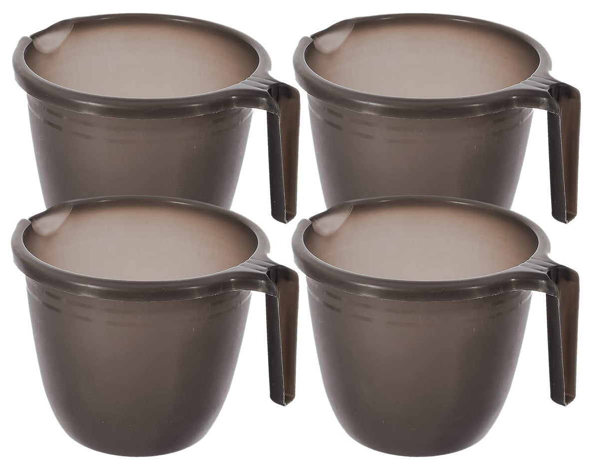 Heart Home Multiuses Leightweight, Unbreakable Strong Plastic Bathroom Mug 1 Litre- Pack of 4 (Black)-46HH0218